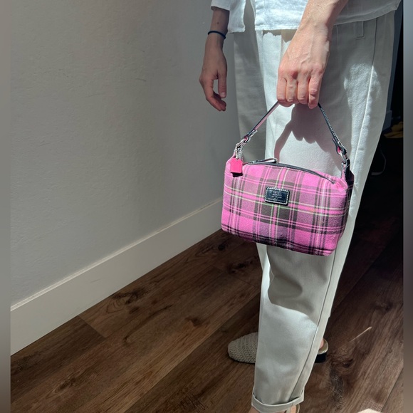 Coach Wool Plaid Handbag in Pink 100% Wool - Picture 3 of 16